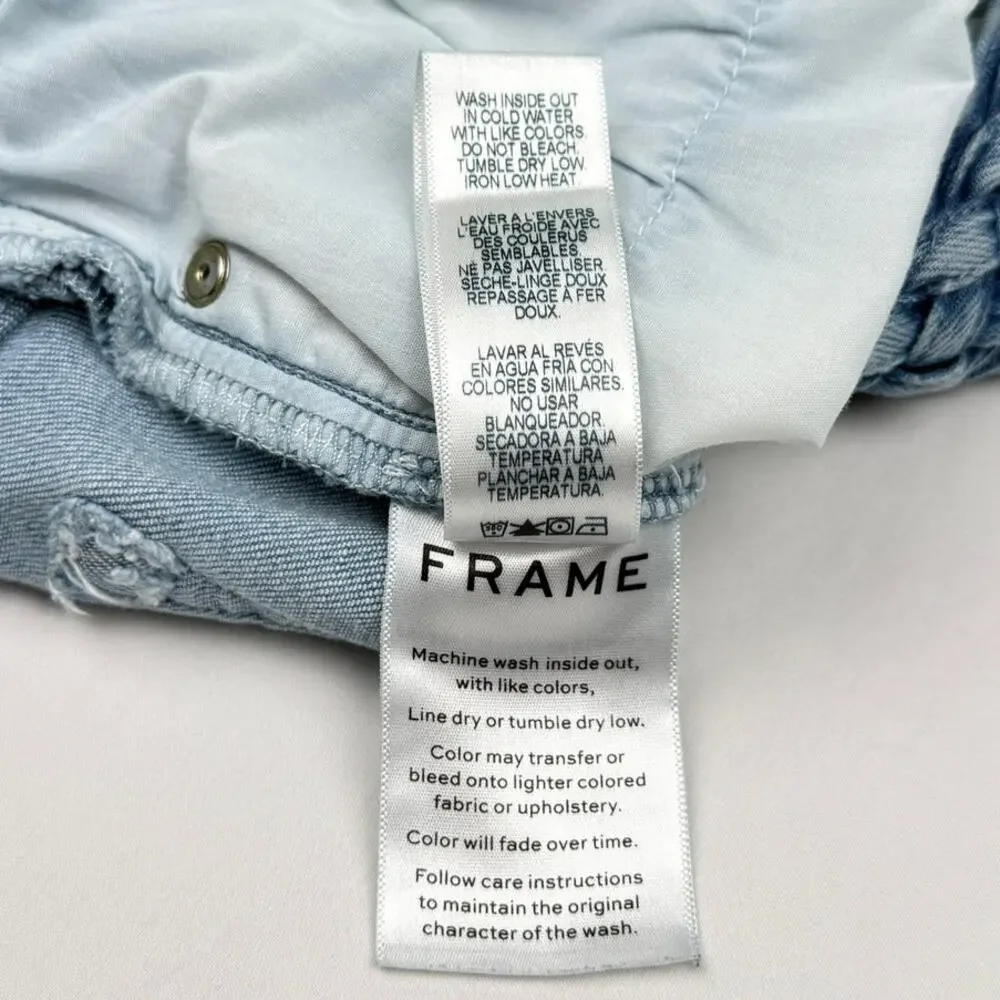 FRAME Le Crop Mini Boot Jeans Light Wash Braided Waist Sz 29 Summer Cropped - Picture 11 of 11